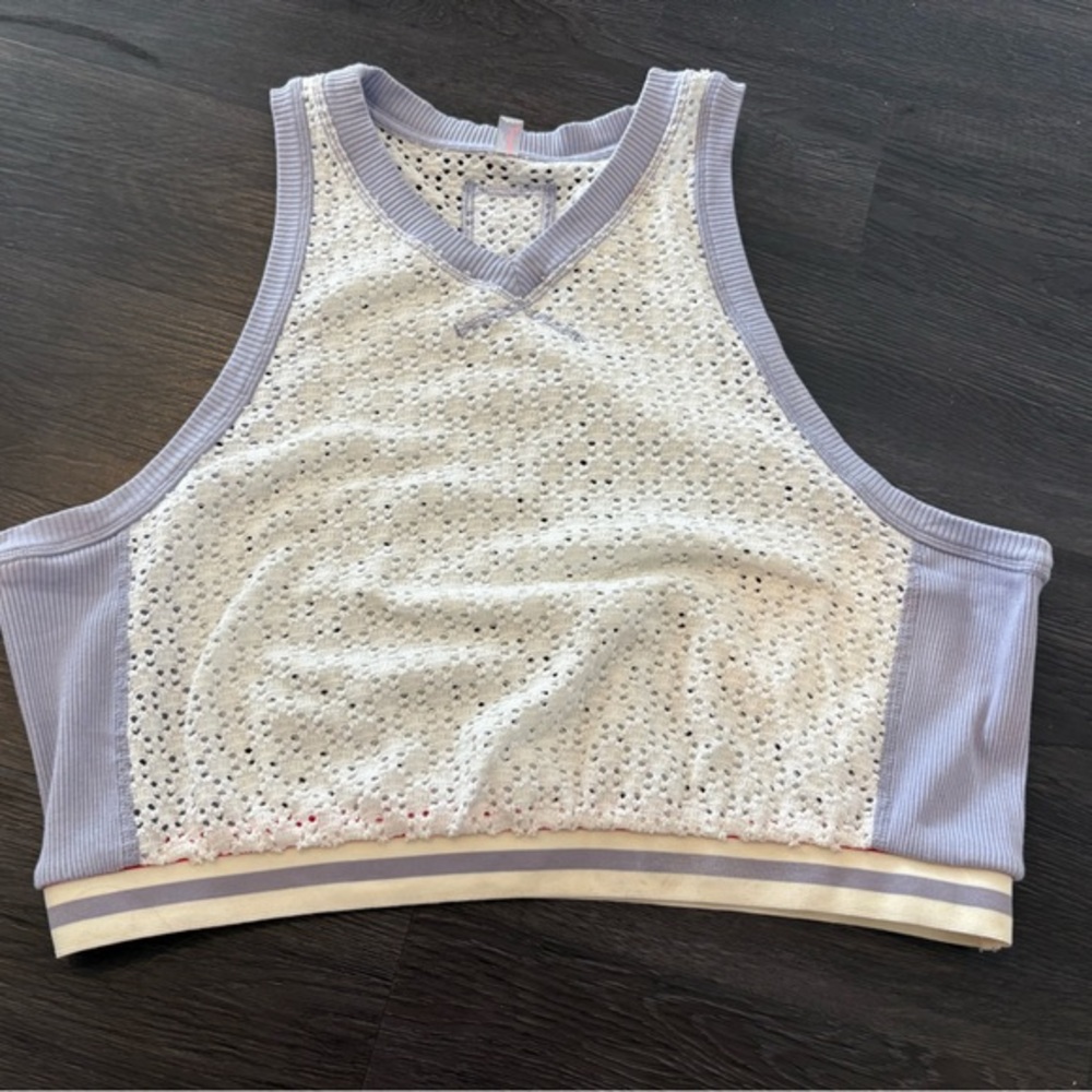 Free people movement eyelet lavender cropped workout top XL